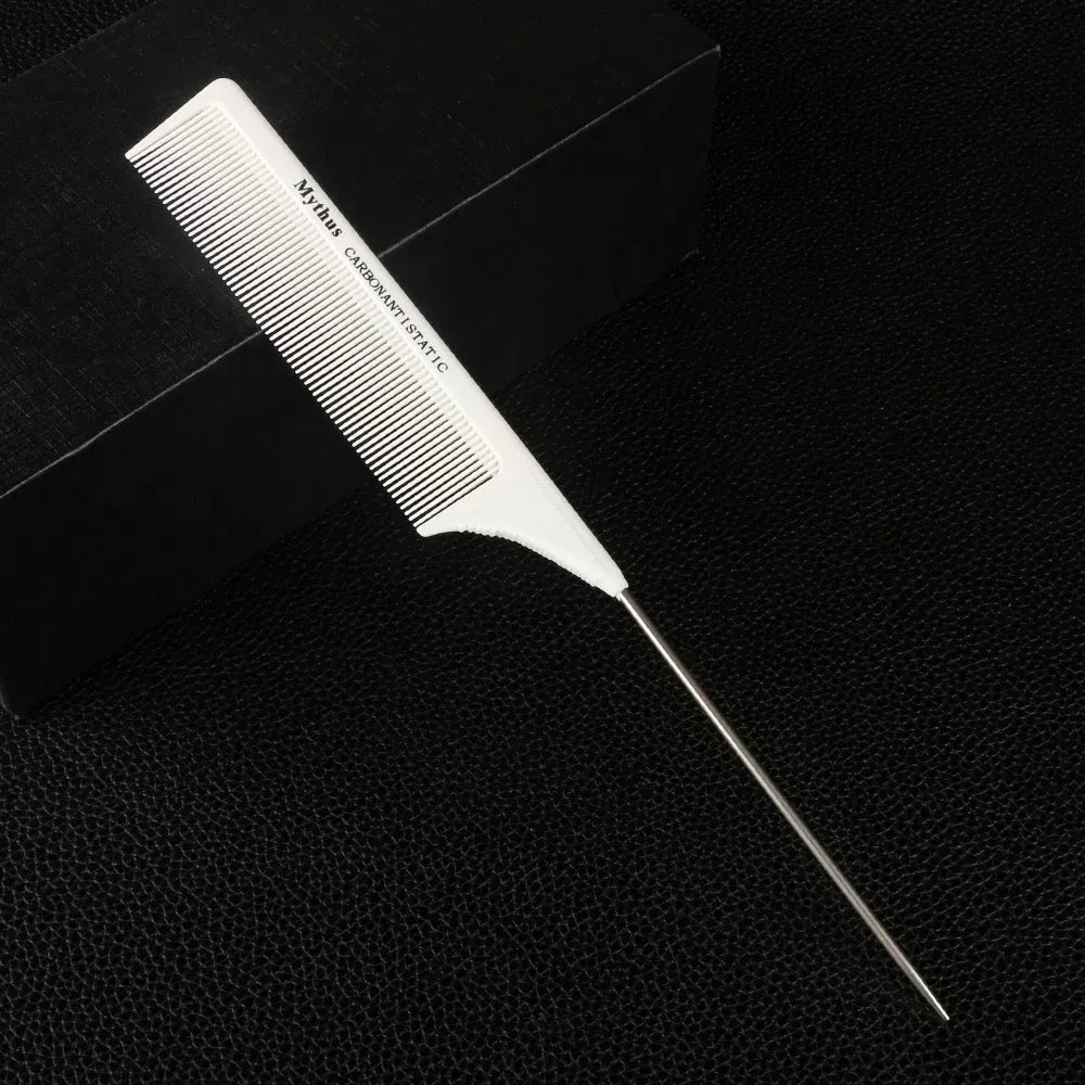 Color: LIGHT GRAY - Mythus Hairdressing Carbon Comb For Haircut Barber Anti Static White Rat Tail Comb Beauty Professional Hair Styling Tools Comb
