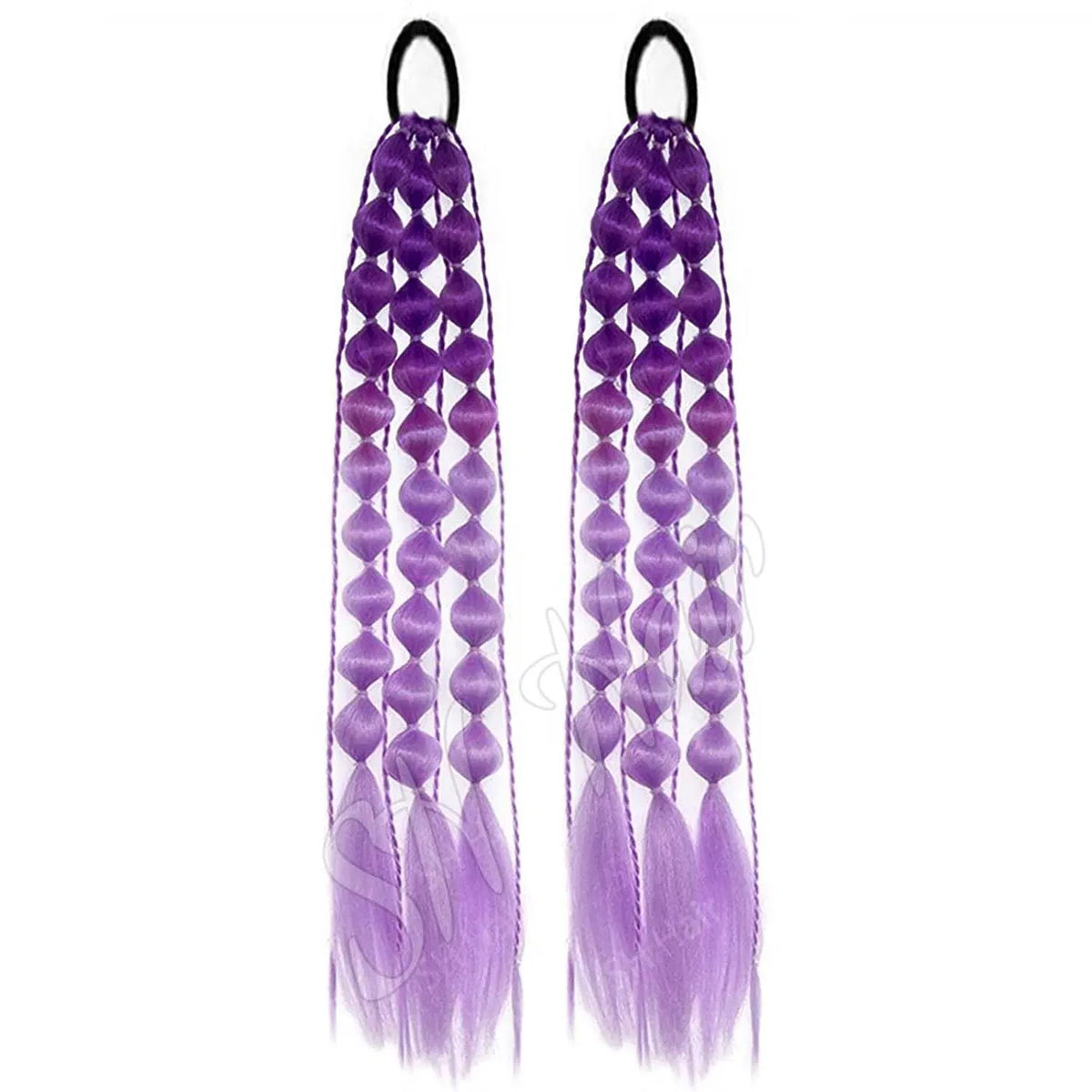 Color: T1B/613 - Synthetic 2Pcs Lightweight Colored Hair Extensions for Kids Bubble Ponytail with Hair Tie Ombre Crazy Hair Day Accessories