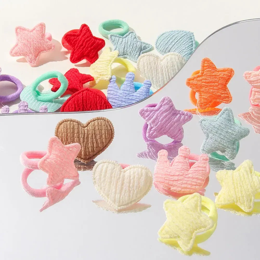 Color: Light purple - 10/30Pcs Children Hairbands No Harm Hair Cartoon Towel Rope Ponytail Holder Kids Mini Rubber Band Headwear Girls Halloween Gift