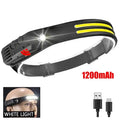 Emitting Color: Red - COB LED Headlamp Induction Head Lamp Built-in Battery USB Rechargeable Head Flashlight Outdoor Camping Fishing Sensor Headlight