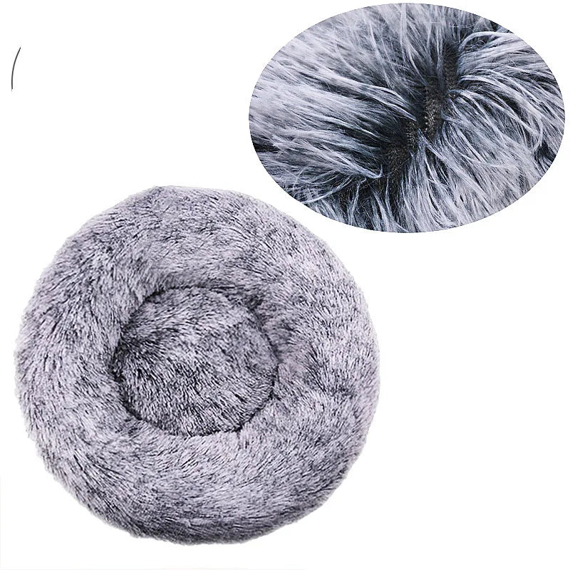 Calming Plush Donut Pet Bed – Washable Anti-Anxiety Dog & Cat Bed