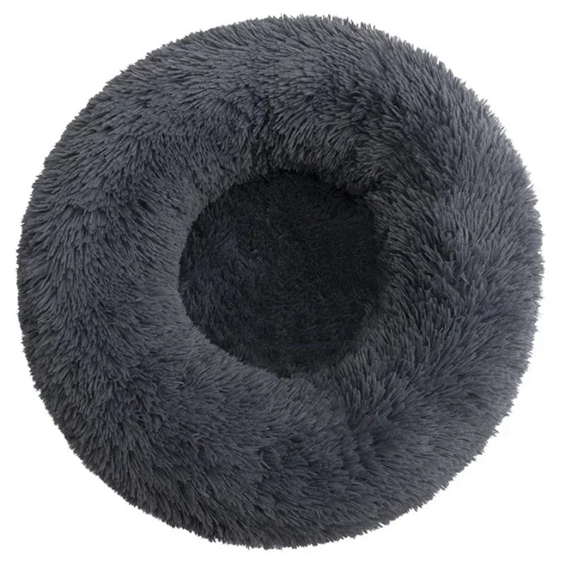 Calming Plush Donut Pet Bed – Washable Anti-Anxiety Dog & Cat Bed