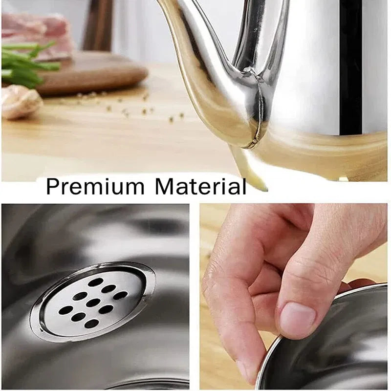 Color: light yellow - Cooking Oil Filter Pot Container Oil Separator Bottle Stainless Steel Storage Pot Oil Tank With Filter Mesh Kitchen Household