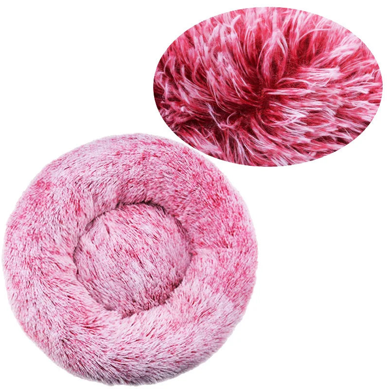Calming Plush Donut Pet Bed – Washable Anti-Anxiety Dog & Cat Bed