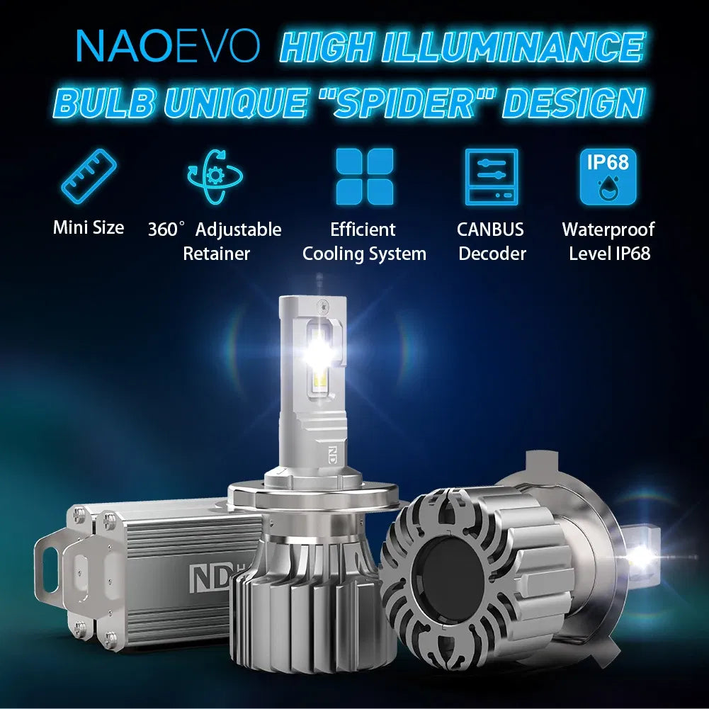 Emitting Color: Blue, Ships From: CHINA - NAOEVO H7 LED Canbus H4 Lamp 140W 16800LM Anti Error HB4 6000K luces Led HB3 9005 H11 Car Headlight Bulb farol do carro lmpadas