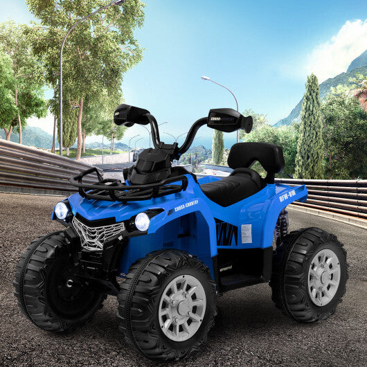 12V Kids Ride On ATV 4 Wheeler with MP3 and Headlights-Blue - Color: Blue