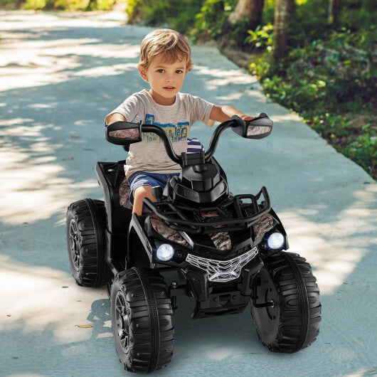12V Kids Ride On ATV 4 Wheeler with MP3 and Headlights-Solid Black - Color: Solid Black