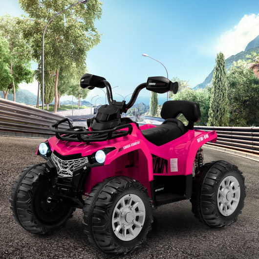 12V Kids Ride On ATV 4 Wheeler with MP3 and Headlights-Pink - Color: Pink