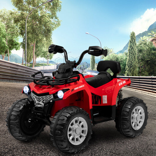 12V Kids Ride On ATV 4 Wheeler with MP3 and Headlights-Red - Color: Red