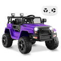 12V Kids Ride On Truck with Remote Control and Headlights-Purple - Color: Purple