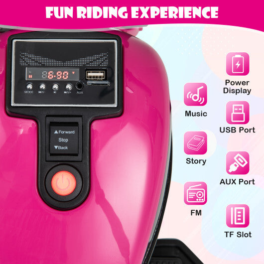 Kids Electric Motorcycle with Training Wheels and LED Headlights-Pink - Color: Pink