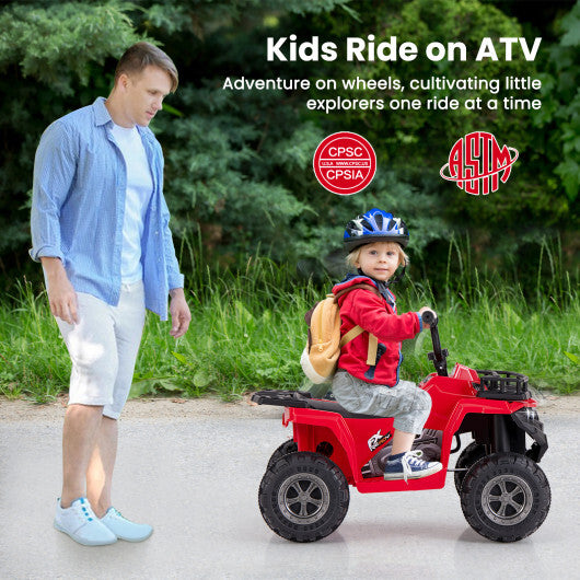 6V Kids Ride On Electric ATV with LED Headlights and MP3 Player-Red - Color: Red