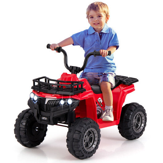 6V Kids Ride On Electric ATV with LED Headlights and MP3 Player-Red - Color: Red