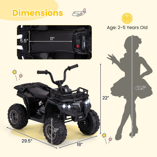 6V Kids Ride On Electric ATV with LED Headlights and MP3 Player-Red