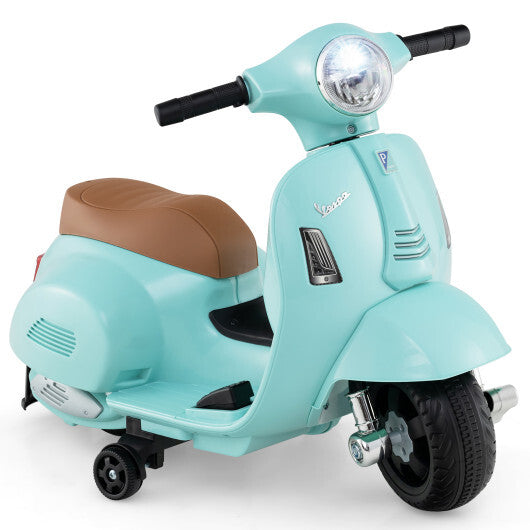 Kids Ride on Motorcycle Licensed Vespa with LED Headlight and Horn Sound-Green - Color: Green