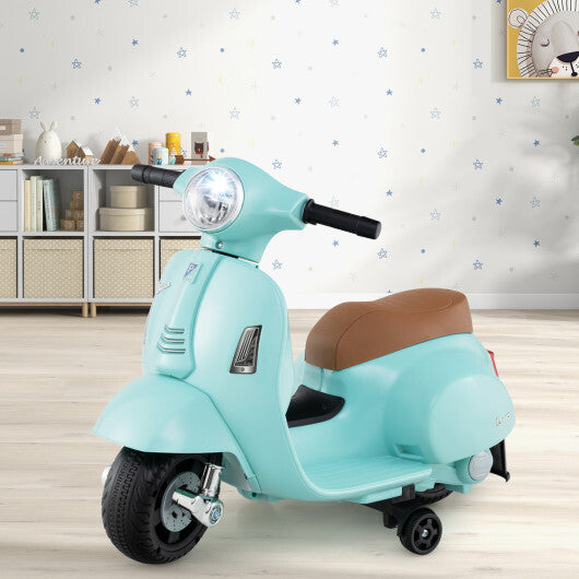 Kids Ride on Motorcycle Licensed Vespa with LED Headlight and Horn Sound-Green - Color: Green