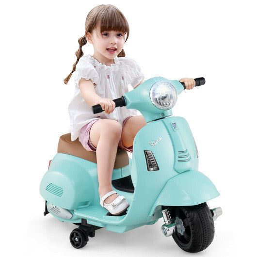 Kids Ride on Motorcycle Licensed Vespa with LED Headlight and Horn Sound-Green - Color: Green