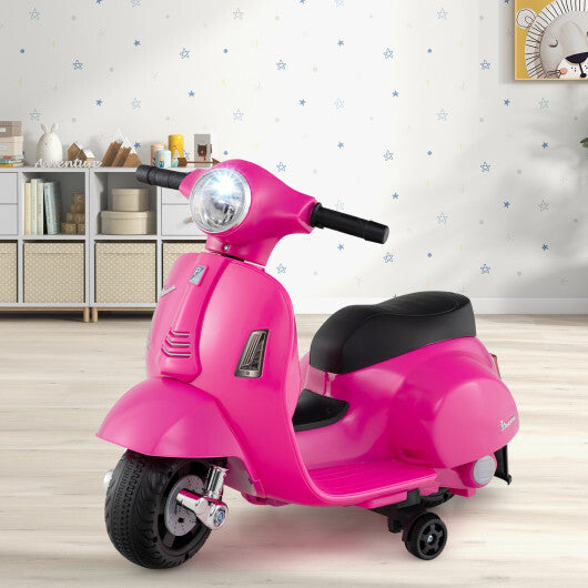Kids Ride on Motorcycle Licensed Vespa with LED Headlight and Horn Sound-Pink - Color: Pink