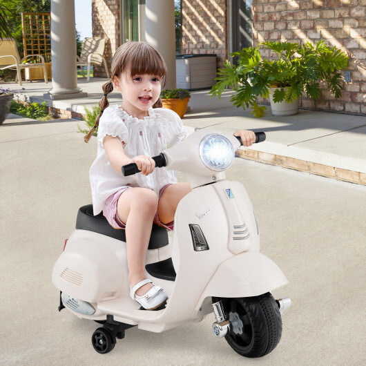 Kids Ride on Motorcycle Licensed Vespa with LED Headlight and Horn Sound-White - Color: White