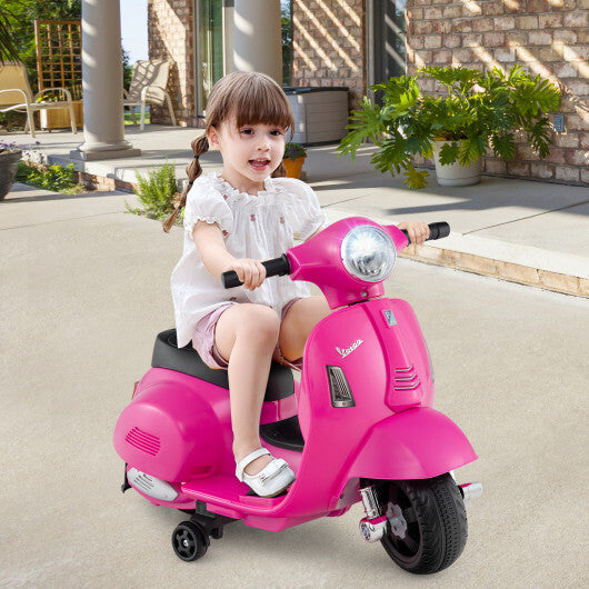 Kids Ride on Motorcycle Licensed Vespa with LED Headlight and Horn Sound-Green