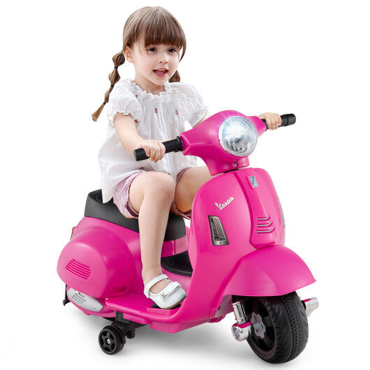 Kids Ride on Motorcycle Licensed Vespa with LED Headlight and Horn Sound-Green