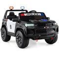 24V 2-Seater Ride on Police Car 4WD Chevrolet with Megaphone and LED Flashing Lights-Black - Color: Black & White