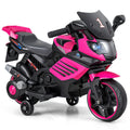 6V Kids Motorcycle with Headlights Music and Detachable Training Wheels-Pink - Color: Pink