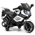 6V Kids Motorcycle with Headlights Music and Detachable Training Wheels-White - Color: White