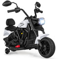 6V Kids Motorcycle with Headlight and Music and Training Wheels-White - Color: White