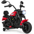 6V Kids Motorcycle with Headlight and Music and Training Wheels-Red - Color: Red