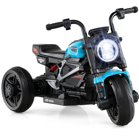 6V Kids Electric Motorcycle with LED Headlight and Music for Toddlers Aged 3-5-Blue - Color: Blue