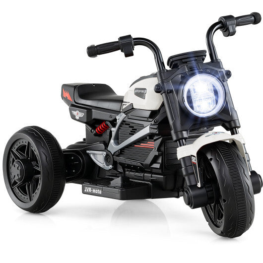 6V Kids Electric Motorcycle with LED Headlight and Music for Toddlers Aged 3-5-White - Color: White