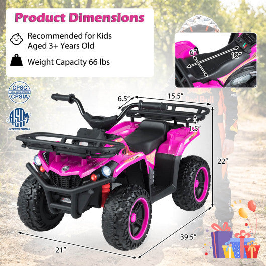 24V Electric Ride On Quad with LED Headlights-Black+Pink - Color: (2 pieces) Black + Pink