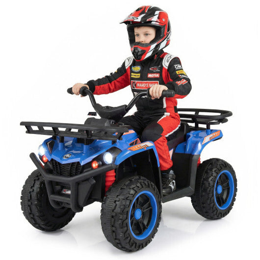 24V Electric Ride On Quad with LED Headlights-Blue - Color: Blue