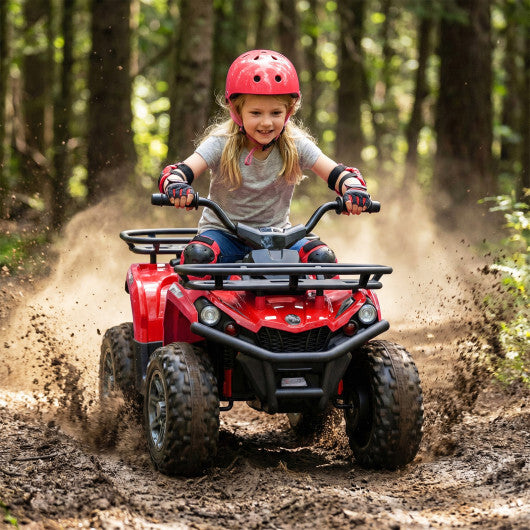 24V Electric Ride On Quad with LED Headlights-Red - Color: Red