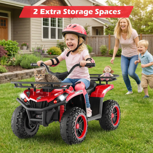 24V Electric Ride On Quad with LED Headlights-Red - Color: Red