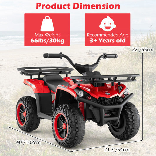 24V Electric Ride On Quad with LED Headlights-Red - Color: Red