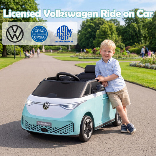 12V Kids Electric Car Bus with Music and LED Headlights Licensed Volkswagen-Blue