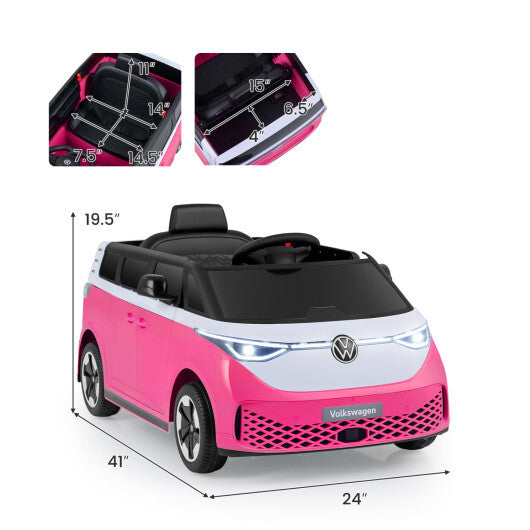 12V Kids Electric Car Bus with Music and LED Headlights Licensed Volkswagen-Blue