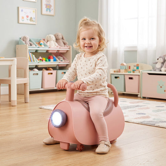 Kids Ride On Push Car with Headlight Music & Under Seat Storage for 18-36 Months-Pink - Color: Pink