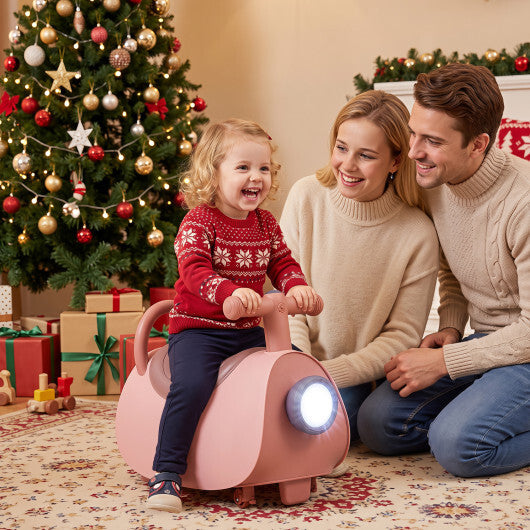 Kids Ride On Push Car with Headlight Music & Under Seat Storage for 18-36 Months-Pink - Color: Pink