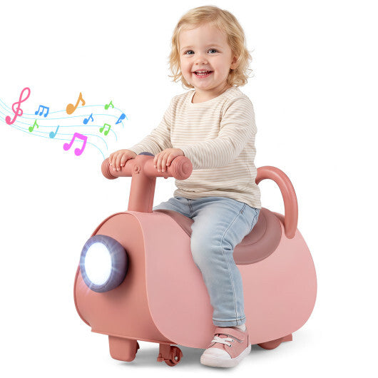 Kids Ride On Push Car with Headlight Music & Under Seat Storage for 18-36 Months-Pink - Color: Pink