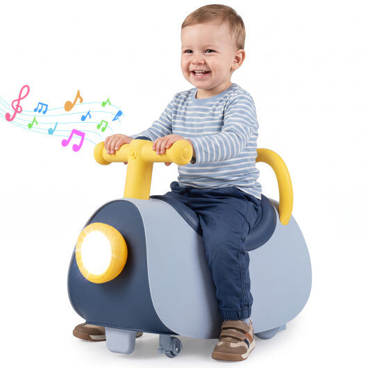 Kids Ride On Push Car with Headlight Music & Under Seat Storage for 18-36 Months-Pink