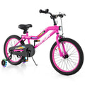 Patented 18 Inch LED Lighted Kids Bike with Training Wheels and Headlight for Ages 4-8 Years-18 inches - Color: Pink - Size: 18 inches