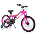 Patented 18 Inch LED Lighted Kids Bike with Training Wheels and Headlight for Ages 4-8 Years-18 inches