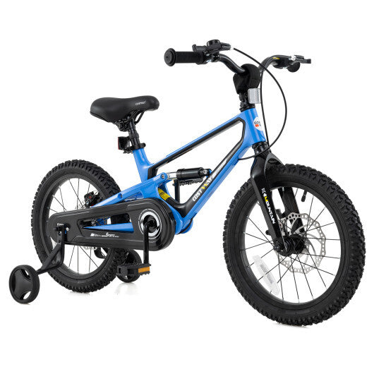 16 Inch Kids Bike Adjustable with Shock Absorber and Bell for Aged 4 to 7-16 inches - Color: Blue - Size: 16 inches