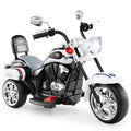 6V Powered Toddler 3-Wheel Motorbike Ride On Toy with Horn and Headlight-Black and White - Color: Black & White