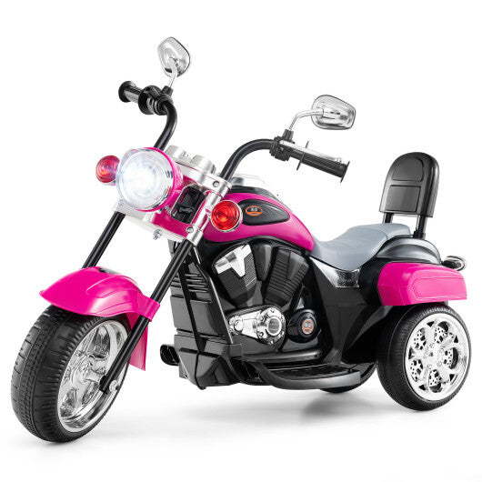 6V Powered Toddler 3-Wheel Motorbike Ride On Toy with Horn and Headlight-Hot Pink - Color: Hot Pink