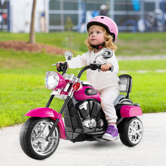 6V Powered Toddler 3-Wheel Motorbike Ride On Toy with Horn and Headlight-Hot Pink - Color: Hot Pink