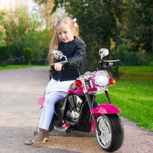 6V Powered Toddler 3-Wheel Motorbike Ride On Toy with Horn and Headlight-Hot Pink - Color: Hot Pink